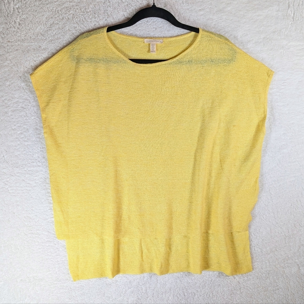 507-Eileen Fisher Oversize Yellow Short Sleeve Top Oversize
